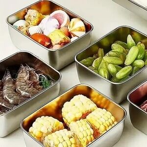 4pc Stainless Steel Stacking Food Containers,Reusable, Snack & Prep Containers